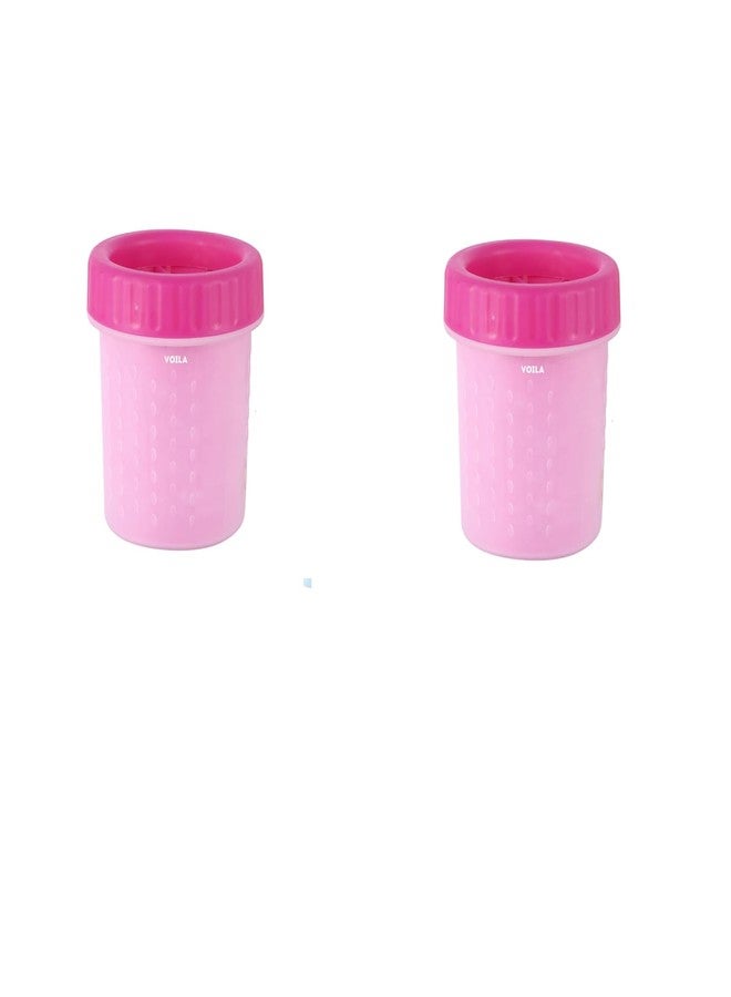 Voila Dog Paw Cleaner Cup, Portable & Easy-to-Use Pet Paw Washer for Dogs & Cats, Gentle Silicone Bristles for Safe Cleaning, Ideal for Small, Medium & Large Breeds, (Pack of 2) Pink - Image 1